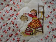VTG Holly Hobbie Fabric American Greetings Red White Yellow 6 yds x 42 in
