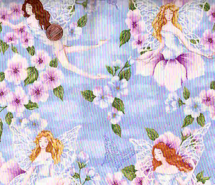 Nature fairies blue flowers pretty Timeless Treasures fabric