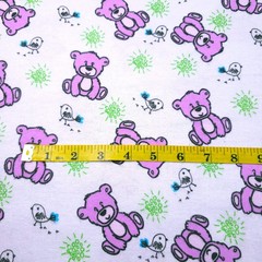 Purple Shaggy Teddy Bears Print Cotton Flannel Fabric 45″ By Yard Baby Birds