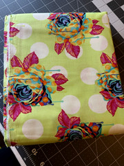1/2 YD PAINTED ROSES Curiouser Floral Lime Multi Cotton Quilt Fabric Tula Pink