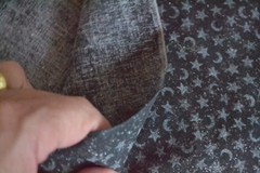 By 1/2 Yd, Vintage 1992, Metallic-Silver & Gray on Black/Fabric Traditions,N1096