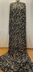100% Silk Chiffon Birds Print Gold Lurex Black Fabric 1 Yard Long and 54″ Wide
