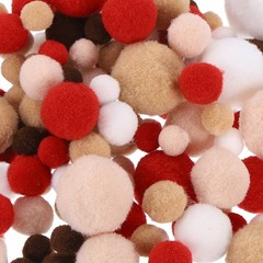 Pom Felt Balls Fabric 1-3cm 10-30mm Brown Khaki White for Craft DIY 130 Pack