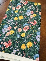 Faye Liverman Burgos Marcus Bros VTG Cotton Fabric Floral Garden on Green 1.5 YD