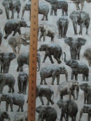 ELEPHANT REALISTIC ELEPHANTS CREAM COTTON FABRIC FQ