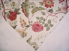 2-3/4Y Jane Shelton 6250 Julia Red Jacobean Floral Linen Upholstery Fabric