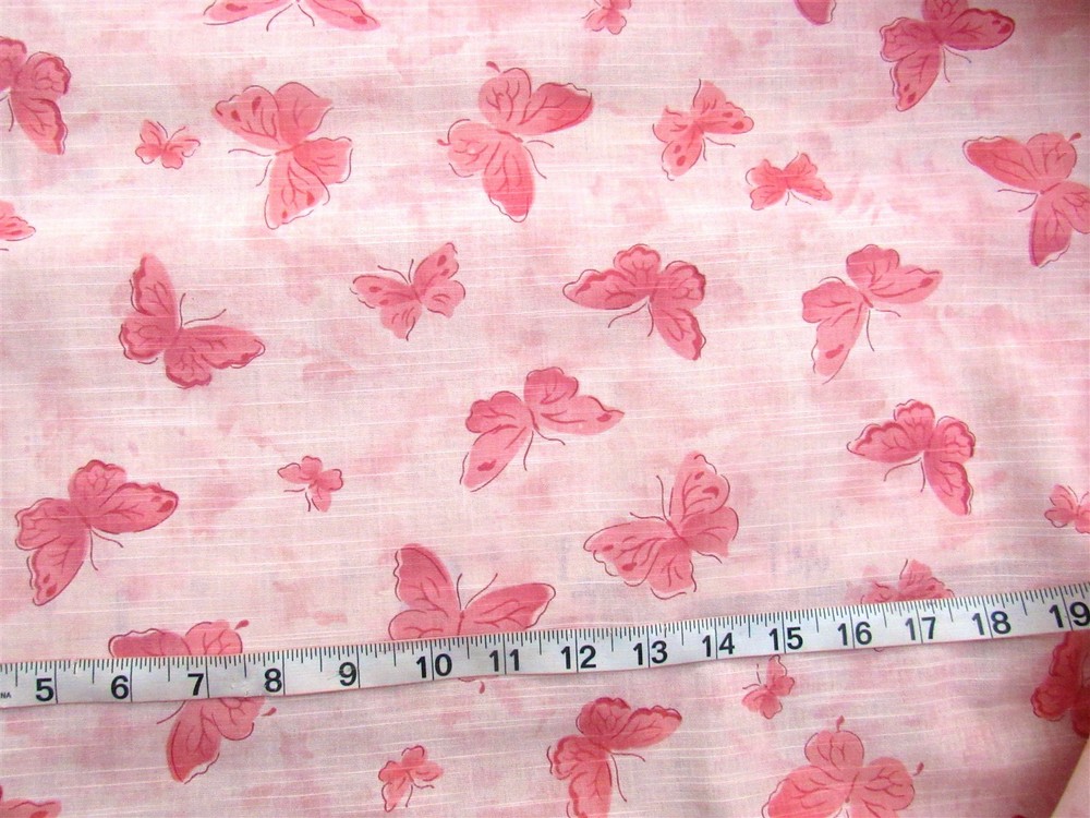 1 1/4 yd 100% Cotton Fabric Mystique Prints, Pink Textured Butterflies