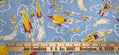 Vtg Outer Space Rockets Space Ships ? Flash Gordon Seersucker Fabric~2.5 Yd x 36