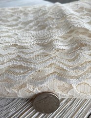 Ivory Double Scalloped Lace Fabric ~ Scallop Edge on Both Sides ~ 1 yard, 38″ wd