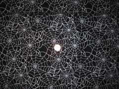 BLACK & SILVER METALLIC SPIDER WEB PRINT COTTON FABRIC 1 YARD