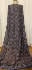 100% High Quality Silk Batiste Geometric Tile Blue Print Fabric By 56″ Wide