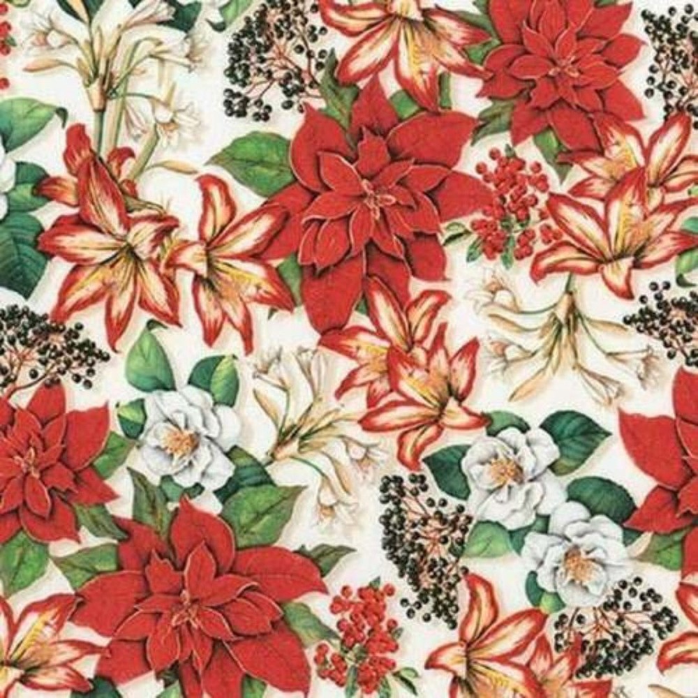 Holly Jolly Christmas “Colorful Poinsettias”-Robert Kaufman-BTY-Digital Print