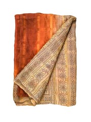Pure Tussar Sari, Silk Fabric 5 Yard, Recycled Natural Vintage Fabric TSS3294