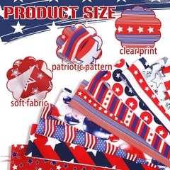 Hosuly 40 Pcs Patriotic Fabric Red White and Blue Jelly Fabric 4th of July Am…