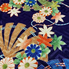 Silk Crepe Vintage Fabric Doll Kimono Remnant Antique Japanese Style