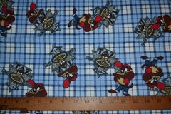 Cotton flannel fabric, blue Taz Warner Brothers, 45″ x 1.8 yards