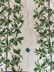 1.5 yards Thibaut Mangrove Tree Green & White Fabric Linen Cotton Tropical Leaf