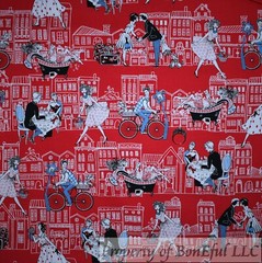 BonEful Fabric FQ Cotton Quilt White Red Polka Dot French Poodle Girl Dog France