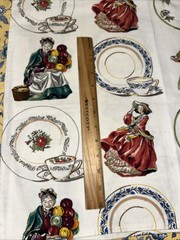 Royal Doulton Figurines Riverdale Bark Cloth Teacups Vintage Fabric 34”x21”