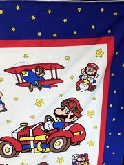 Vintage Nintendo SUPER MARIO BROS Cotton FABRIC PANEL 70″ x 45″ New Unused