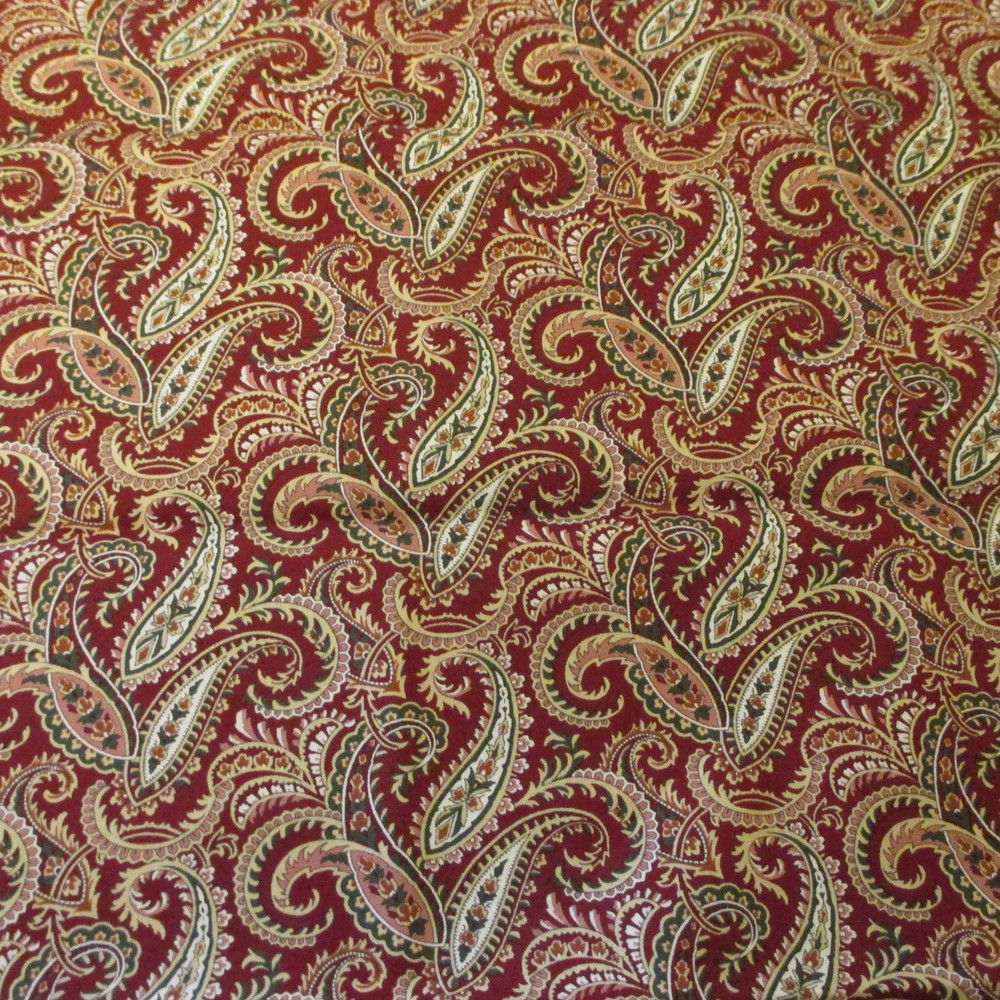 David Textiles Cotton Fabric floral Paisley on Burgundy Red 19″ x 44″