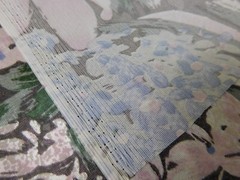 Waterproof Nylon Fabric Gray Teal White Floral Hydrangeas Lilies BTY 54W