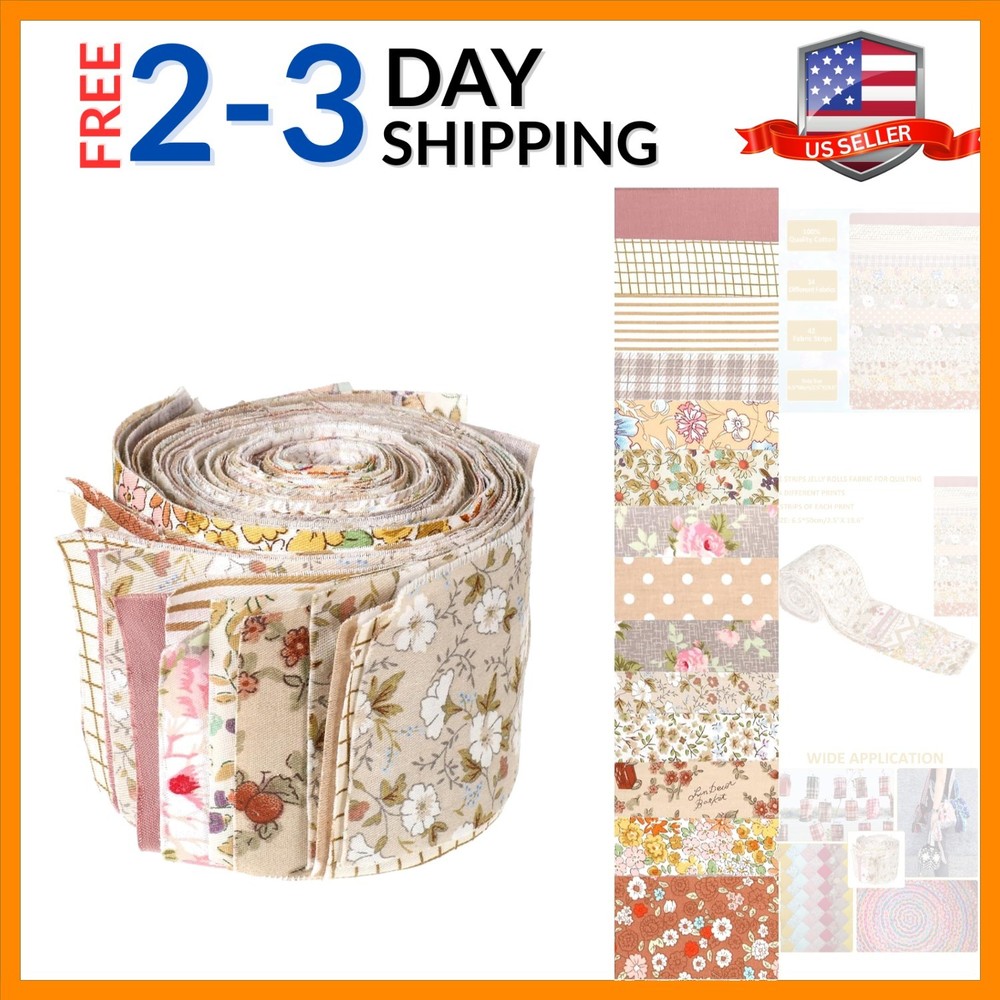 42 Pcs Pre-Cut Quilting Fabric Strips – Beautiful Floral Patterns & Versatile