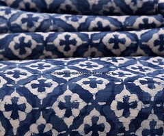5 yards Indigo Dye voile cotton fabric hand block print geometric design fabric