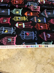 MICHAEL MILLER FABRICS TWEET TWEET RARE 3 YARDS 44″ WIDE NEW BIRDS IN CAGES
