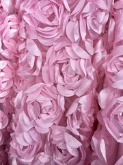 Maci LIGHT PINK 3D Floral Polyester Satin Rosette on Mesh Fabric by the Yard –