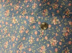 PINK VINING FLORAL ON DUSTY BLUE 3-2/3 Yards 44” Wide