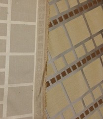 KNOLL TEXTILES GRAMERCY YORKVILLE BEIGE GEOMETRIC SQUARES VELVET FABRIC 2.1 YARD