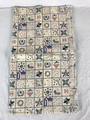 36″x44″ Folk Art Square Block Colorful Print Fabric 1 Yard Cotton Fabric