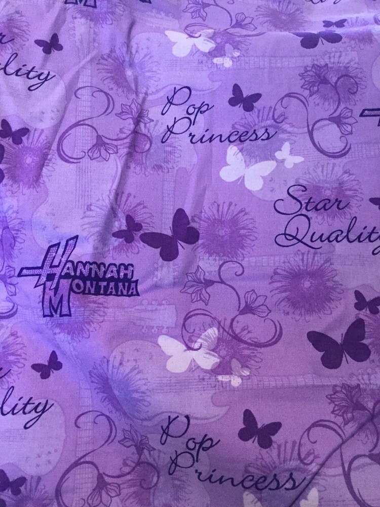 Hannah Montana Purple Butterflies and Guitars Fabric 1 Yard Cotton Quilting F4