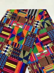 African fabric, Kente print multicolor tribal print fabric, dressmaking fabric