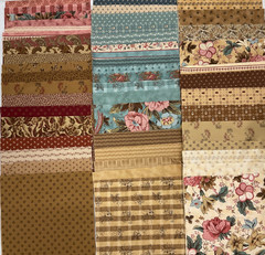 10″x10″ SQUARES – PACK #6 – AQUA, PINK & BEIGE COTTON QUILTING SQUARES–54 PCS