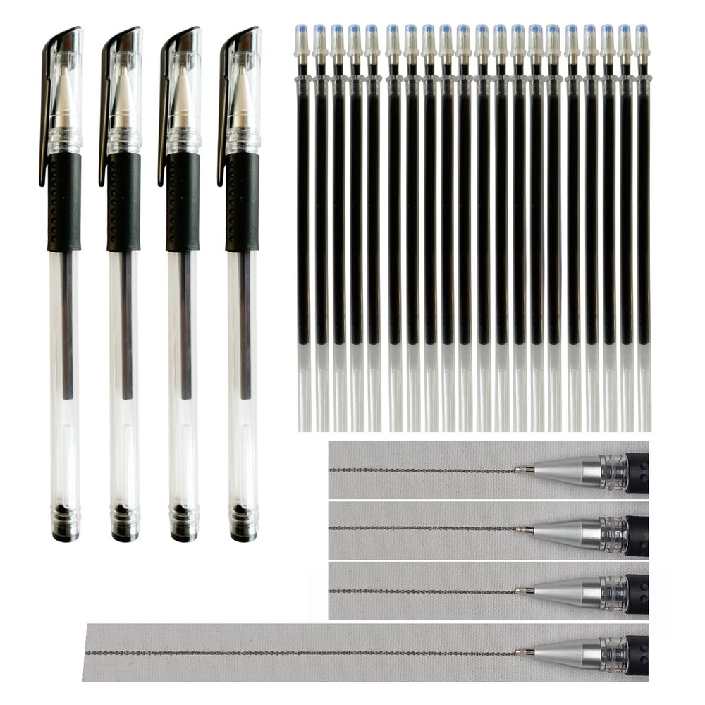4 Heat-Erasable Fabric Pen Barrels with 20 black 24 Count (Pack of 1),