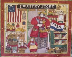 “Country Store”~ by Deb Strain for Moda ~ Cotton Fabric Panel ~ 12″x9.5”