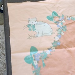 Vintage Weilwood Industries Nursery Crib Quilt Fabric Panel – Country Animals…