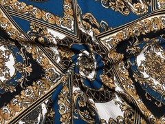 Liverpool Fabric-Teal Black Gold Arabic Mosaics-LVPR265-Sold by the yard
