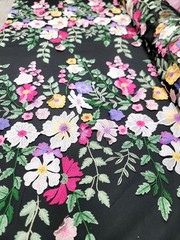 Multicolor Embroidery Pink Yellow 3d Floral Lace Fabric 50” W 1 Yard Black MESH