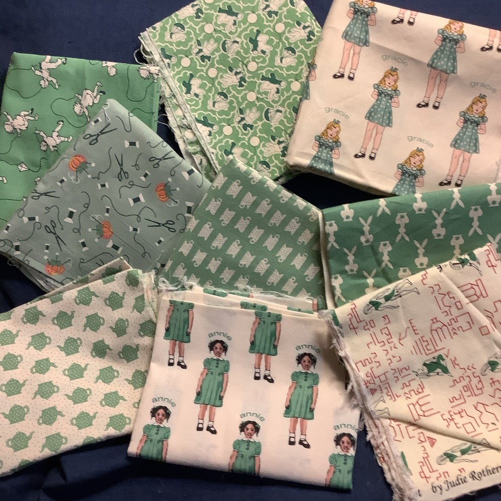 9 Reproduction Fat Quarters Aunt Grace Rothermel Marcus Brothers Greens