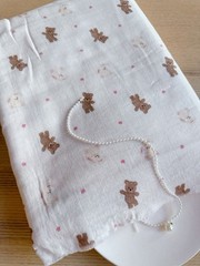 2.6 yds (55” width) cute bear & bunny double gauze cotton fabric 260256 A04