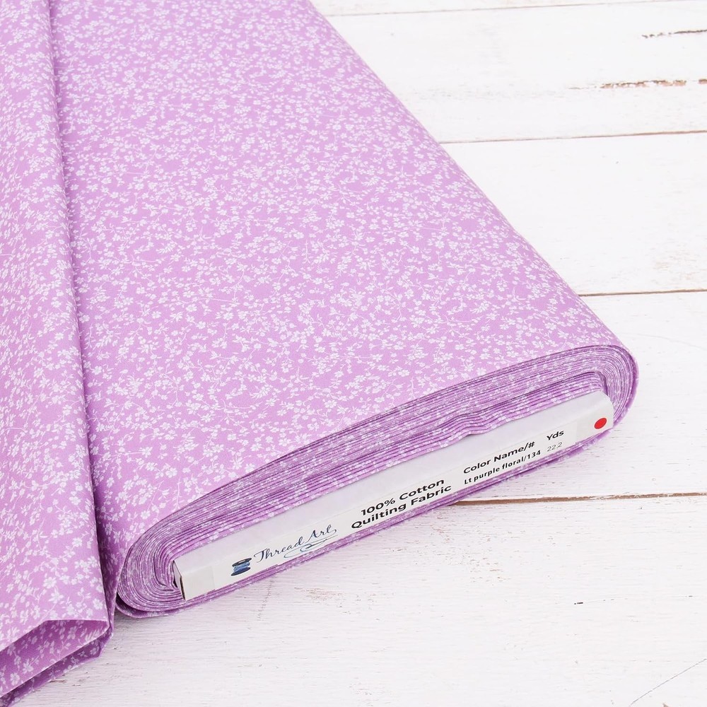 Threadart Cotton Quilting Fabric By The Yard – Vintage – Lavender Floral