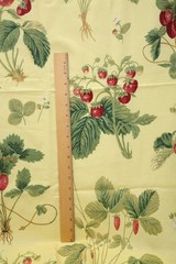 Vtg Yellow w/ Strawberries Decorator Fabric Richloom 1998 Approx 55″x37″ Craft