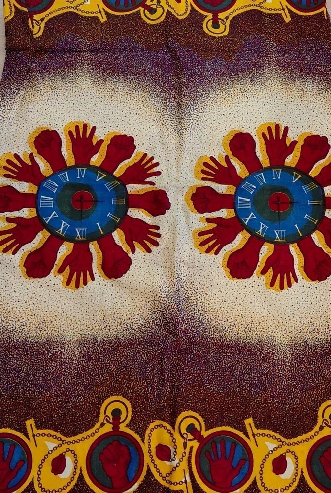 African Fabric Ankara Hands Clock Watch Red Brown Gold Green Blue 108×45″