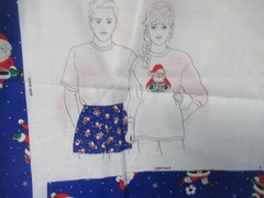 “SPORTY SANTA SHORTS” & SHIRT APPLIQUE FABRIC PANEL Cut and Sew CRANSTON NEW