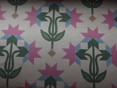 Fabric QUILT PRINT FABRIC Pink Flower 46″ X 52″ Marti Michell 1992s 184