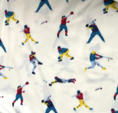 Tossed Baseball Players on Blizzard Fleece Fabric – BTY x 59” NEW