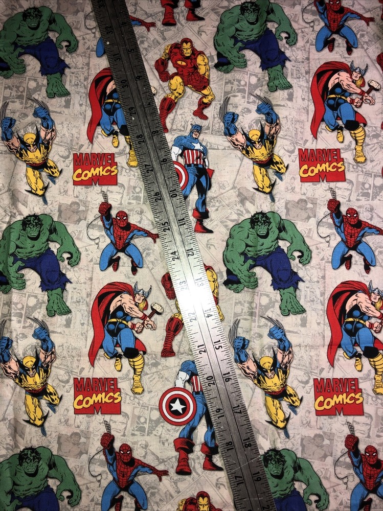 Marvel, Hulk, Iron Man, Spiderman Cotton Fabric 1/2 Yard (18 By 44”) New